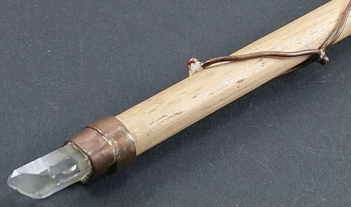 Handcrafted Genuine Clear Quartz, Kyanite and Wood Healing Wand.