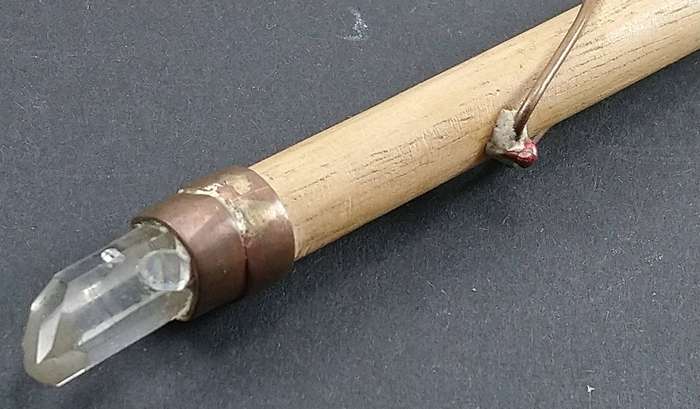 Handcrafted Genuine Clear Quartz, Kyanite and Wood Healing Wand.
