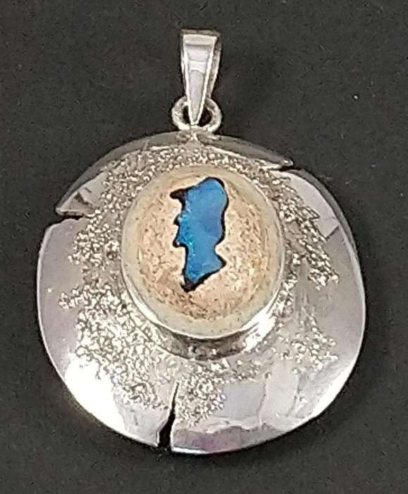 Handcrafted Natural Matrix Opal Gemstone Solid Sterling Silver Pendant