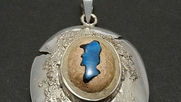 Handcrafted Natural Matrix Opal Gemstone Solid Sterling Silver Pendant