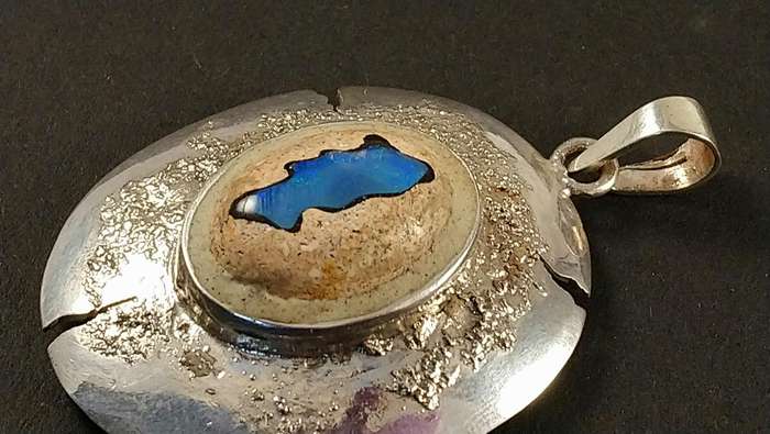 Handcrafted Natural Matrix Opal Gemstone Solid Sterling Silver Pendant