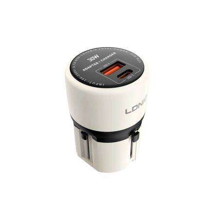 Compact 30W dual-port wall charger with USB-C PD & USB-A  fast With USB-C To USB-C 1Meter Cable