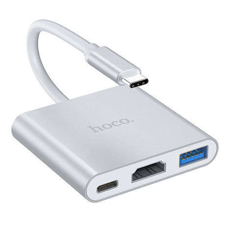 HOCO HB14-3-in-1 USB-C Adapter with HDMI, USB 3.0 & PD - Laptop & Phone Use