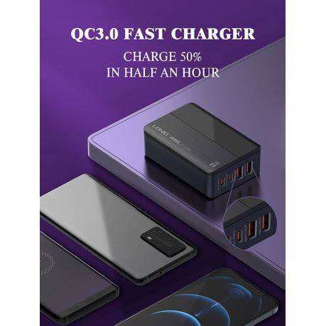 70W USB-C PD Fast Charger with QC4+ & LED Display - 4-Port Desktop Hub