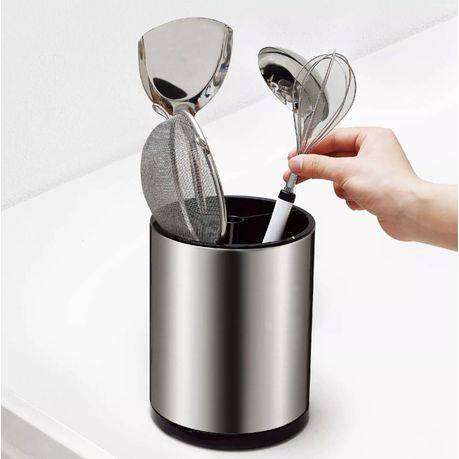 360° Rotating Utensil Holder  Stainless Steel Kitchen Organizer with Drain