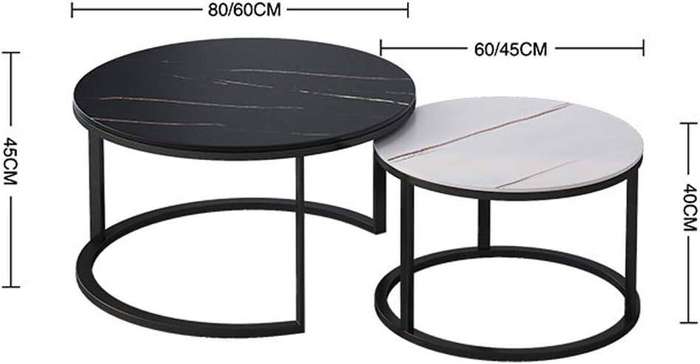 Round Wooden Nesting Coffee Tables  Living Room, Side or Accent Table  Set of 2