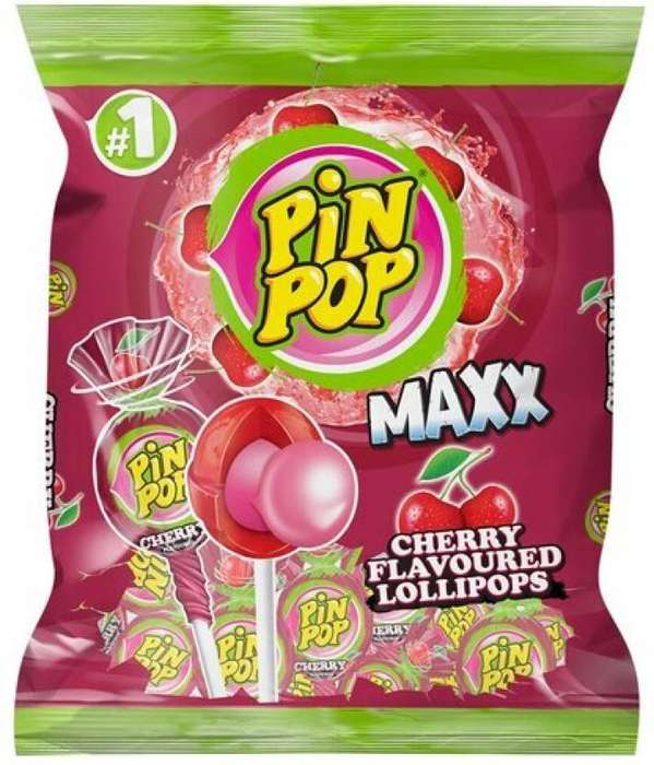 PIN POP Maxx Cherry Flavoured Lollipops (48 Units) Pouch  (1 kg)