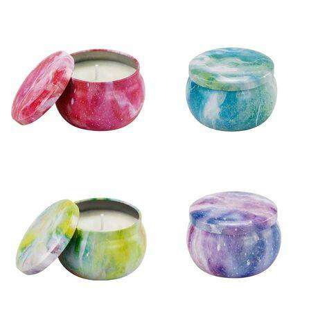Scented Soy and Beeswax Candles - 4 Pack Gift Set in Reusable Tin Jars