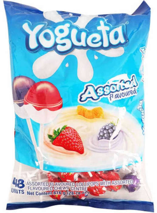 Yogueta Flavoured Lollipops  Pack of 48 with Chewy Centre (1kg Pouch)