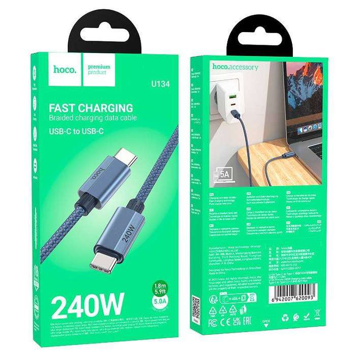 USB-C to USB-C 240W Fast Charging & Data Cable - 1.8m HOCO U134