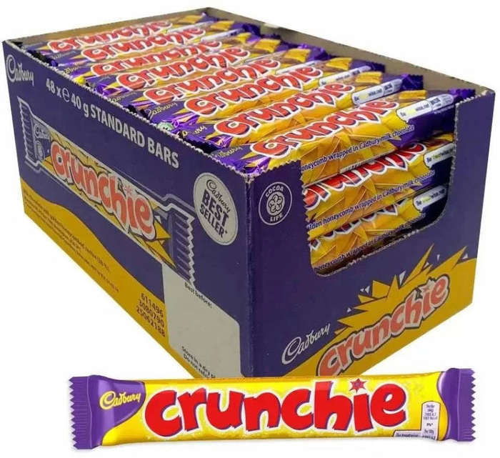 Cadbury Crunchie Milk Chocolate Bars 40g  Box of 40 Units