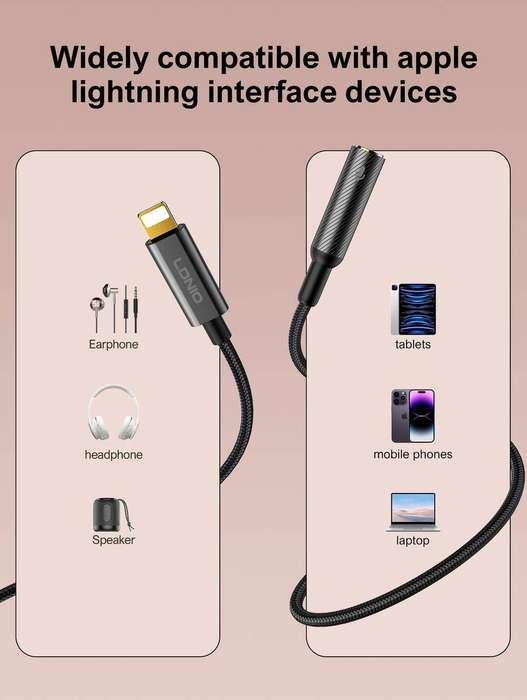 Lightning to 3.5mm Adapter 130mm-Audio Cable for Lightning Devices-LS-T90i