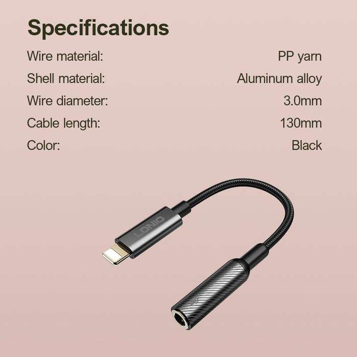 Lightning to 3.5mm Adapter 130mm-Audio Cable for Lightning Devices-LS-T90i