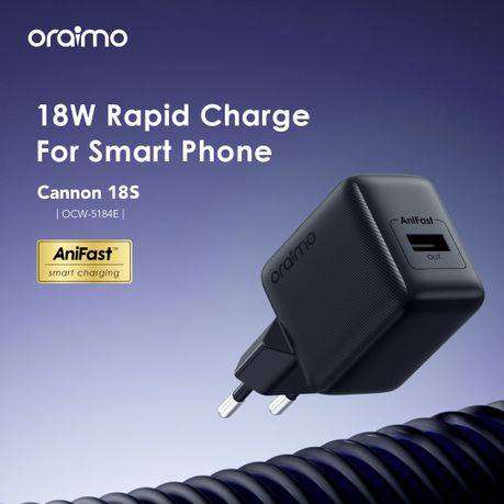 USB-C Fast Charger 18W with USB-A Port + 1m USB-A to USB-C Cable  Oraimo C-OCW-5184E