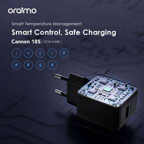 USB-C Fast Charger 18W with USB-A Port + 1m USB-A to USB-C Cable  Oraimo C-OCW-5184E