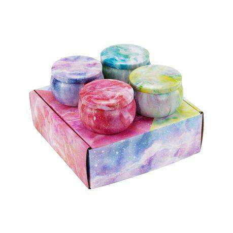 Scented Soy and Beeswax Candles - 4 Pack Gift Set in Reusable Tin Jars