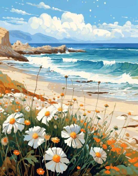 Paint by Numbers: Seaside with Daisies