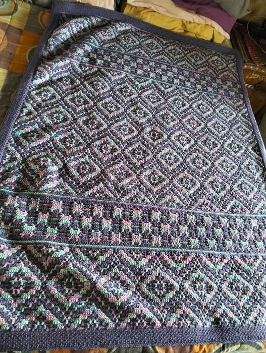 Crochet Blanket 158cm x 123cm (Acrylic) Purple