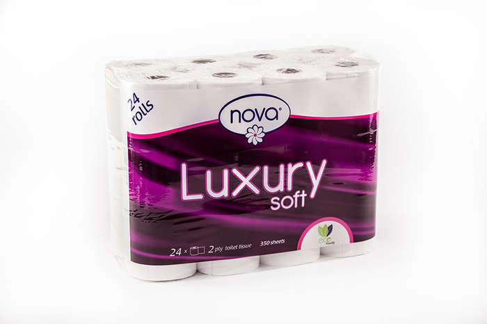 Nova Luxury Soft Toilet Tissue, 2-Ply, 24 Rolls, 350 Sheets per Roll