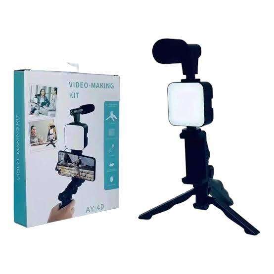 AY-49 Video Making Kit Tripod Kit (Black, Supports Up to 3 kg)