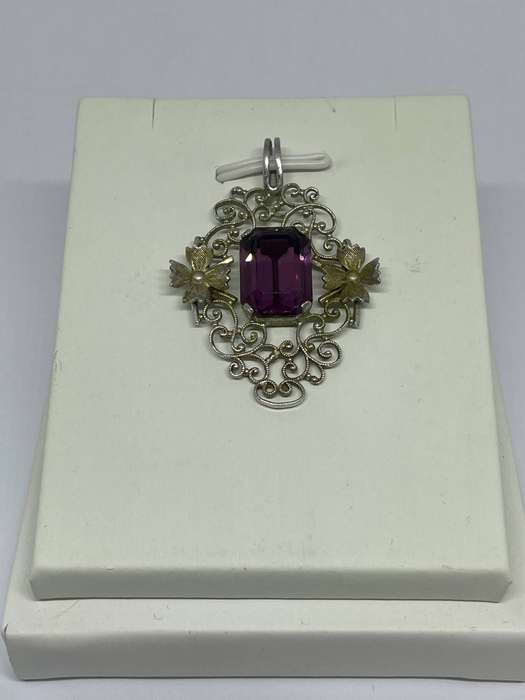 RARE FIND! Vintage Van Dell 925 Sterling Silver Pendant with Amethyst