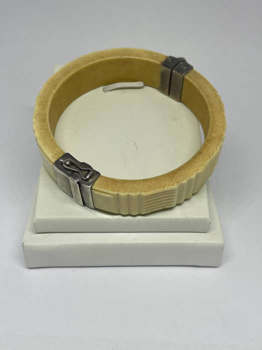 Pre Ban Vintage Ivory and 925 Silver Bangle
