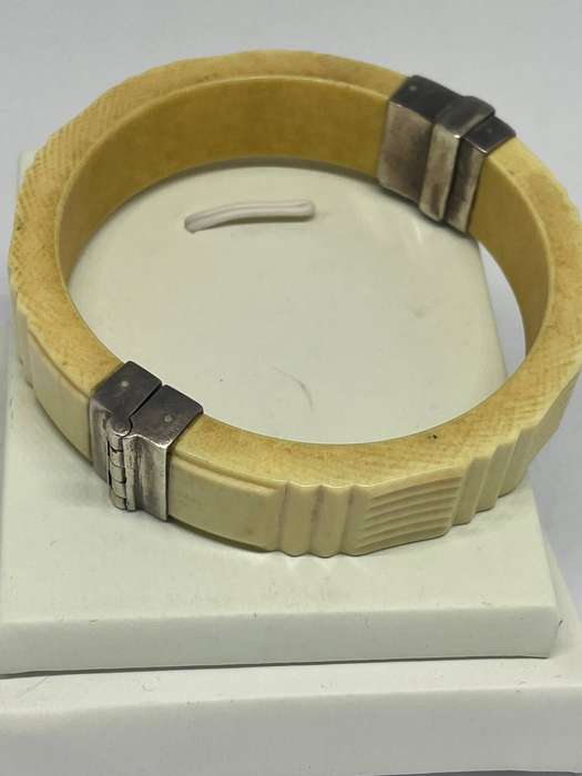 Pre Ban Vintage Ivory and 925 Silver Bangle