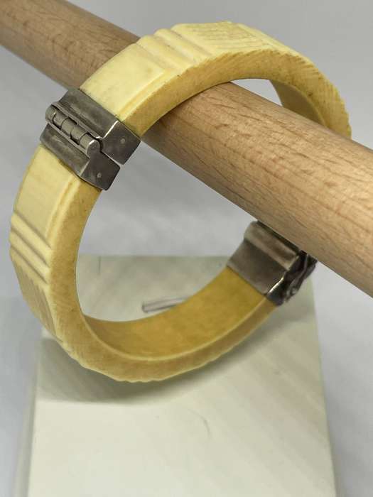 Pre Ban Vintage Ivory and 925 Silver Bangle