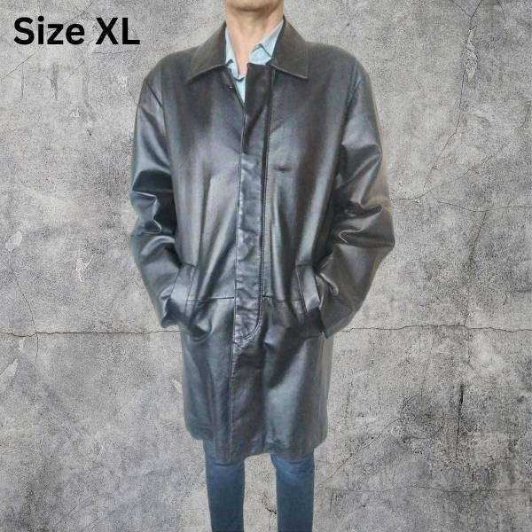 Mens Genuine Leather Overcoat XL  Like New