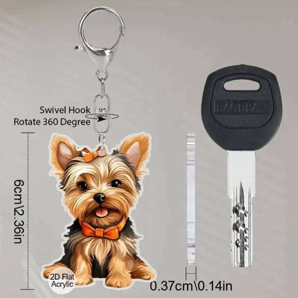 Set of 2 Yorkie Keychains - Double Sided Acrylic | Cute Gift for Pet Lovers