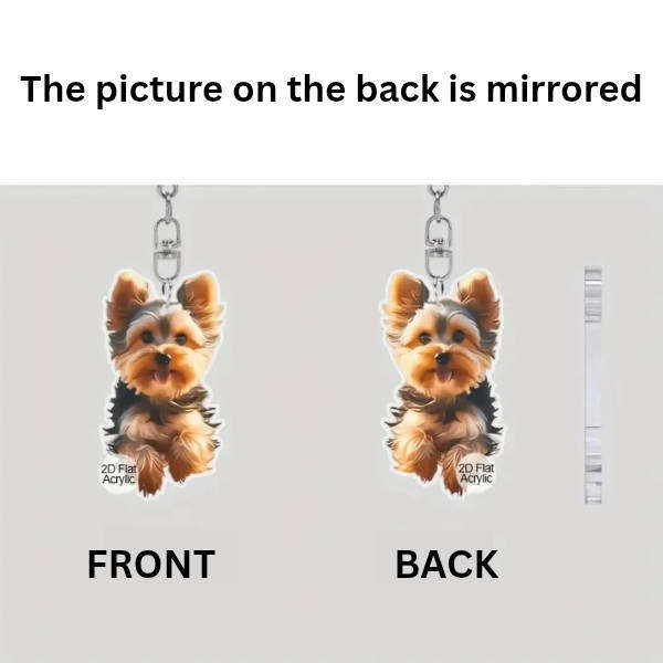 Set of 2 Yorkie Keychains - Double Sided Acrylic | Cute Gift for Pet Lovers
