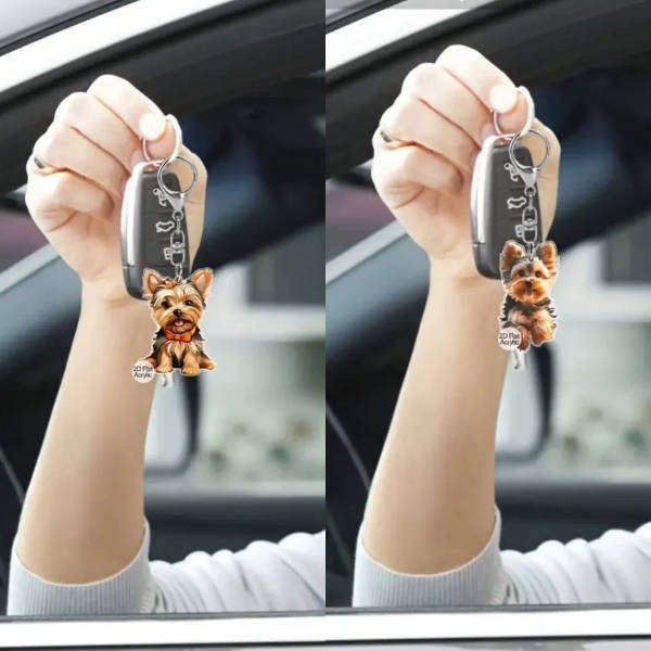 Set of 2 Yorkie Keychains - Double Sided Acrylic | Cute Gift for Pet Lovers