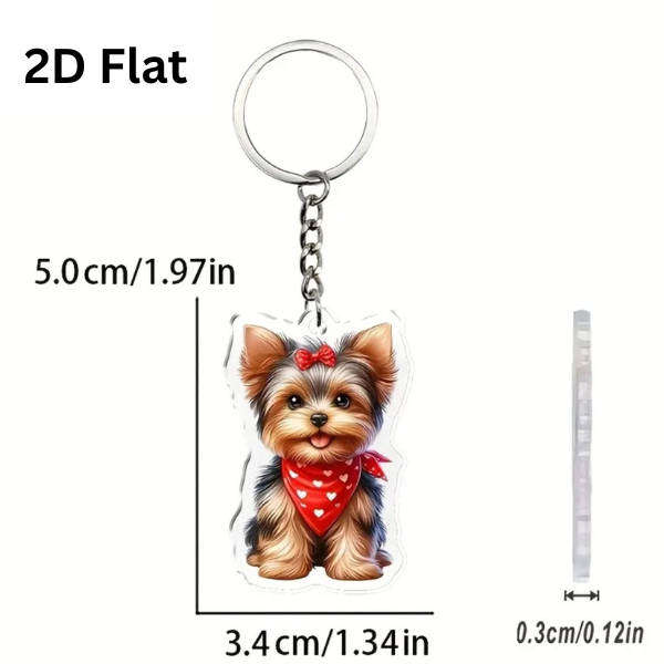 Yorkie Dog Keychain - Double Sided Acrylic | Cute Gift for Pet Lovers