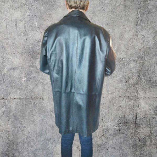 Mens Genuine Leather Overcoat XL  Like New
