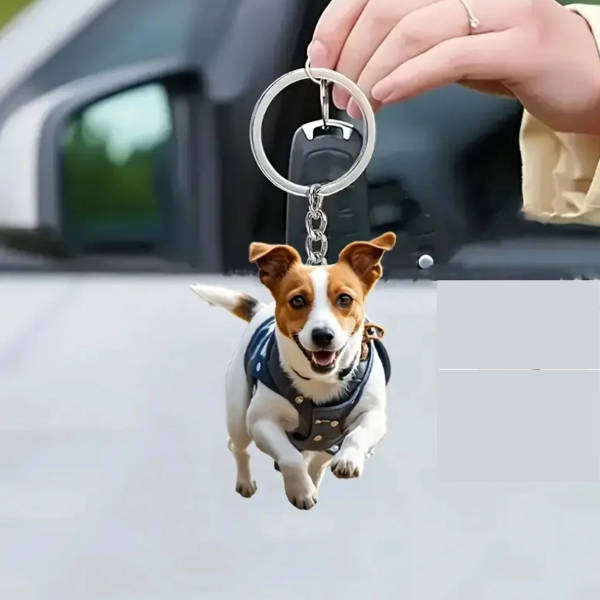 Jack Russel Dog Keychain - Double Sided Acrylic | Cute Gift for Pet Lovers