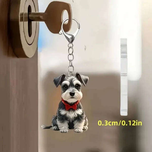 Schnauzer Dog Keychain - Double Sided Acrylic | Cute Gift for Pet Lovers