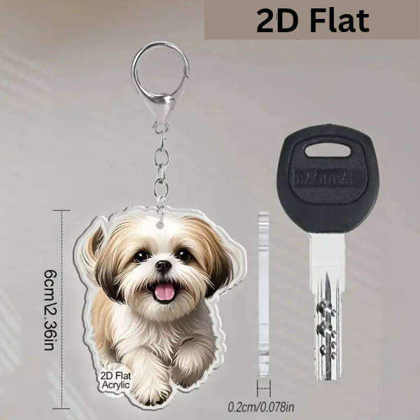 Shih Tzu Dog Keychain - Double Sided Acrylic | Cute Gift for Pet Lovers