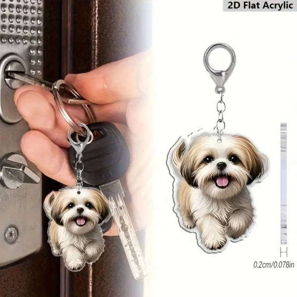 Shih Tzu Dog Keychain - Double Sided Acrylic | Cute Gift for Pet Lovers