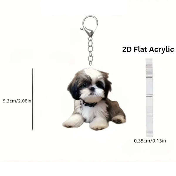 Shih Tzu Dog Keychain - Double Sided Acrylic | Cute Gift for Pet Lovers