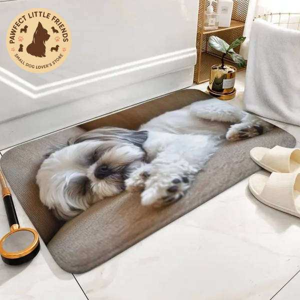 Cute Shih Tzu Doormat | Skid-Proof, Memory Foam, Machine Washable (40x60cm)