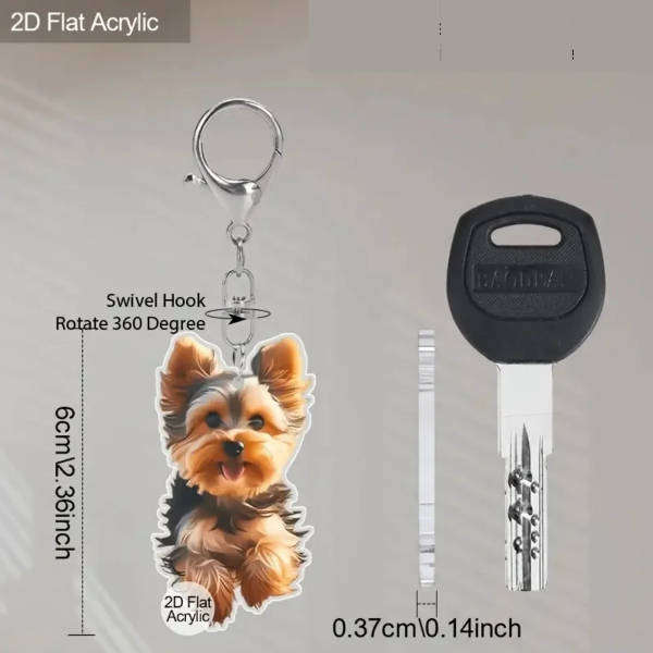 Yorkie Dog Keychain - Double Sided Acrylic | Cute Gift for Pet Lovers