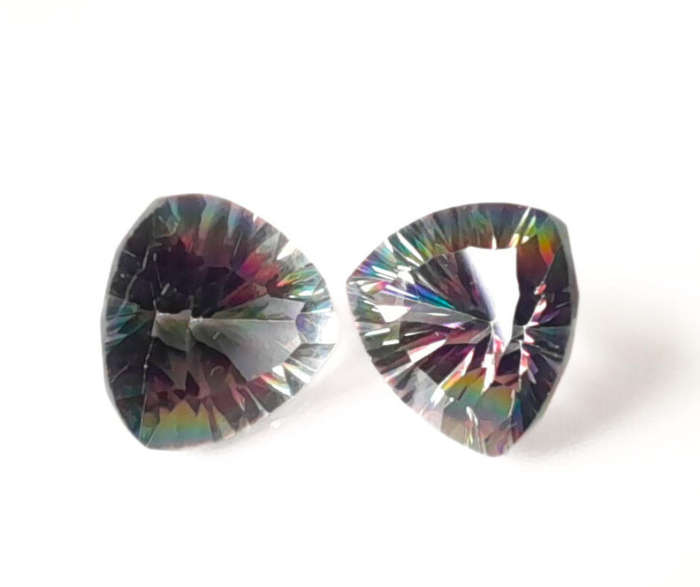 Mystic Topaz pair Namibia/6.20ct/8x8mm/trillion