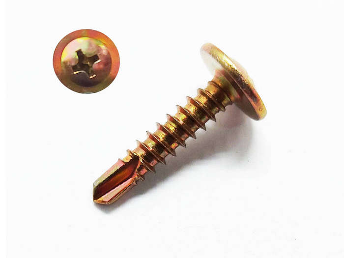 10mmx22mm Wafer Tek Screw Yellow Chromated (25 piece per packet)