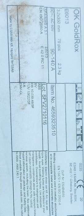 ESAB OK GoldRox E6013 welding electrodes