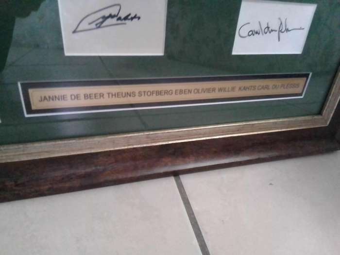 Springbok Rugby Legends Signed Memorabilia  Framed Collectors Piece (Original Signatures)