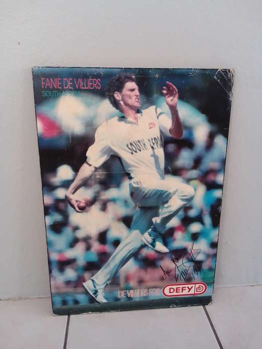 Signed Fanie de Villiers Cricket Poster  1994