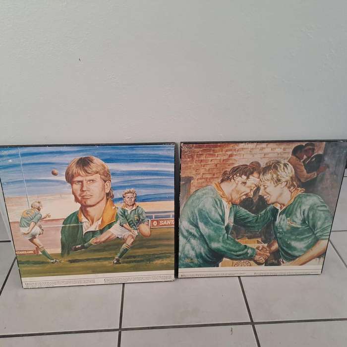 Set of 2 Vintage South African Rugby Artwork Prints