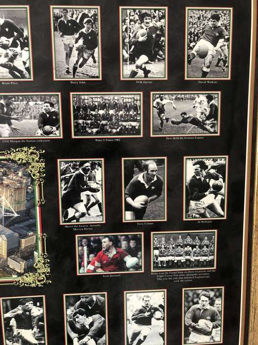 Framed Welsh Rugby Union History Print  Legendary Players & Moments, WRU Collectors Item