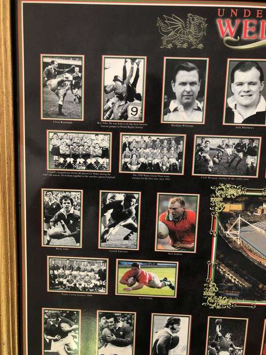 Framed Welsh Rugby Union History Print  Legendary Players & Moments, WRU Collectors Item