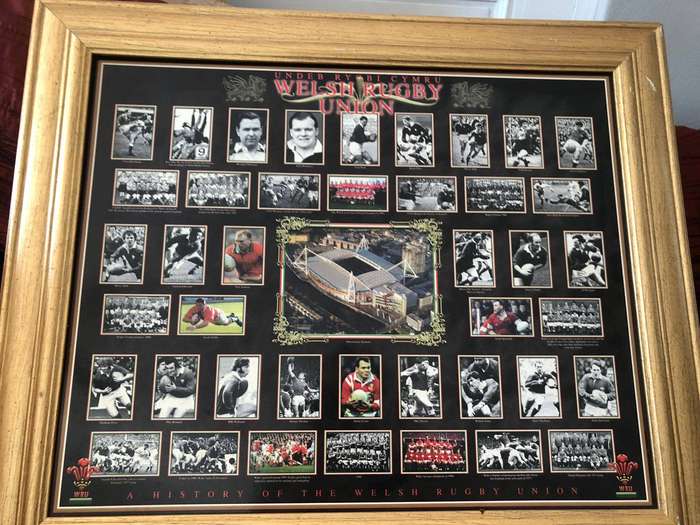 Framed Welsh Rugby Union History Print  Legendary Players & Moments, WRU Collectors Item
